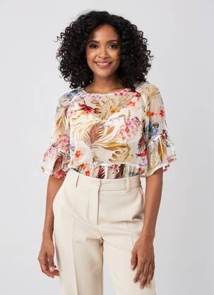 Blouse légère et transparente manches 3/4 blanc ANGELA DAVIS femme