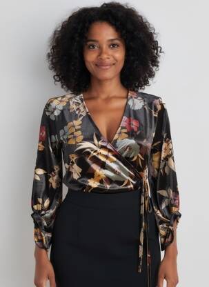 Top coupe cintrée manches 3/4 noir ANGELA DAVIS femme