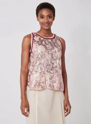 Top stretch sans manche rose ANGELA DAVIS femme
