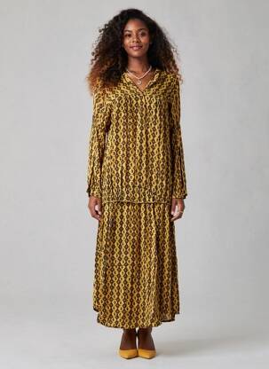Robe longue manches longues manches longues jaune CHARLIE JOE femme