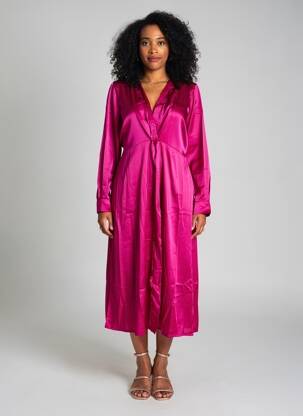 Robe mi-longue manches longues manches longues rose KING KONG femme