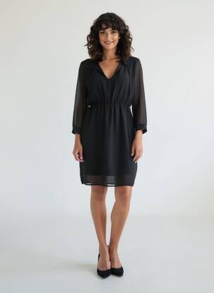 Robe courte manches 3/4 manches 3/4 noir ANTONELLO SERIO femme