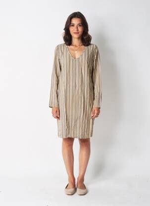Robe courte manches longues manches longues beige CHARLIE JOE femme