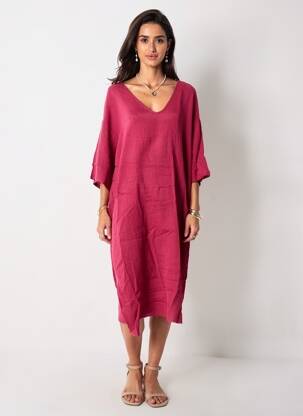 Robe courte manches 3/4 manches 3/4 rose CHARLIE JOE femme