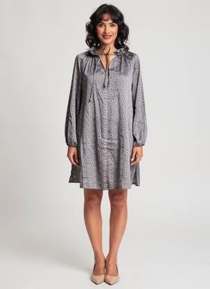 Robe courte coupe évasée manches longues gris ANGELA DAVIS femme