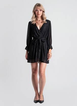 Robe courte manches longues manches longues noir RUE DES ABBESSES femme