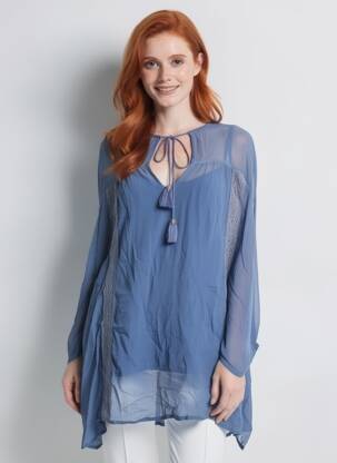 Tunique manches longues légère et transparente bleu CHARLIE JOE femme