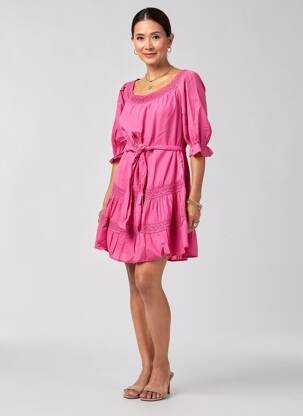 Robe courte manches 3/4 manches 3/4 rose KING KONG femme