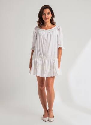 Robe courte manches 3/4 manches 3/4 blanc KING KONG femme