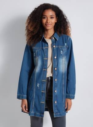Veste casual poignets boutonnés avec fente bleu VENTI6 femme