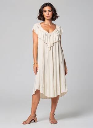 Robe mi-longue sans manche sans manche beige BELLAWAY femme