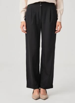 Pantalon droit tissage popeline taille normale noir CHARLIE JOE femme