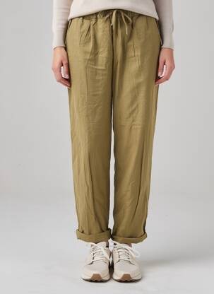 Pantalon droit tissage popeline taille normale vert CHARLIE JOE femme