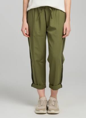 Pantalon 7/8 taille élastique taille normale vert CHARLIE JOE femme