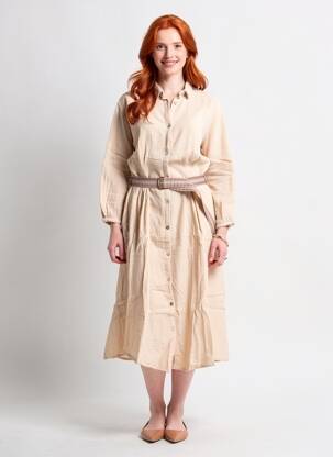 Robe longue manches longues manches longues rose LOUIZON femme