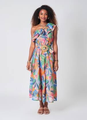 Robe longue imprimé fleurs sans manche bleu LOUIZON femme