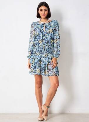 Robe courte manches longues manches longues bleu PEPE JEANS femme