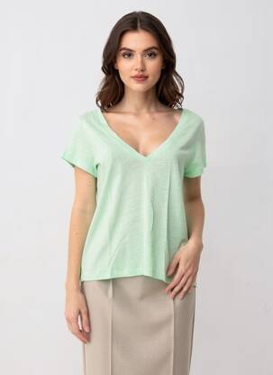 T-shirt col v manches courtes vert PEPE JEANS femme