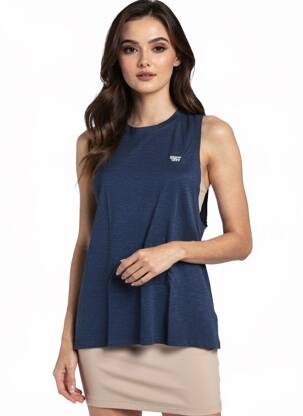 Débardeur coupe droite sans manche bleu SUPERDRY femme