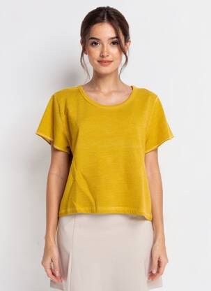 Sweat-shirt stretch manches courtes jaune GRAINE femme