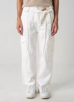 Pantalon cargo coupe droite taille haute blanc KING KONG femme