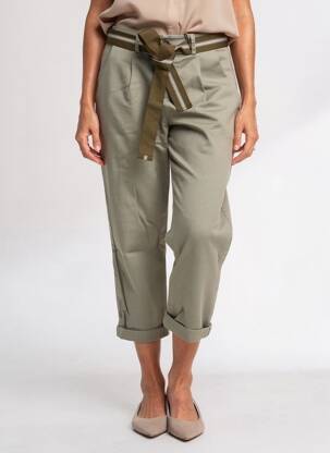 Pantalon 7/8 taille à pinces taille normale vert ANGELA DAVIS femme