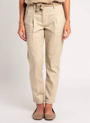 Pantalon chino fermeture zippée sous rabat boutonné taille normale beige ANGELA DAVIS femme