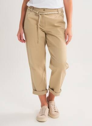 Pantalon chino fermeture zippée sous rabat boutonné taille normale marron SOUVENIR femme