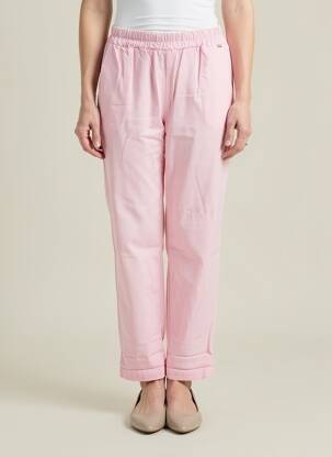 Pantalon droit stretch taille normale rose MARYLEY femme