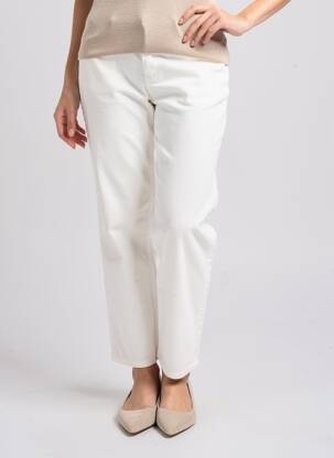 Pantalon droit stretch taille normale beige ALMANEGRA femme