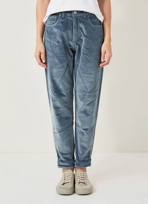 Pantalon slim taille haute taille haute bleu ALMANEGRA femme