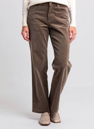 Pantalon slim taille haute taille haute marron ALMANEGRA femme
