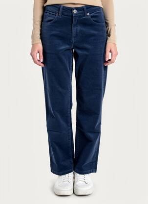Pantalon slim taille haute taille haute bleu ALMANEGRA femme