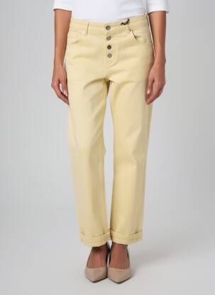 Pantalon droit taille élastique taille normale jaune ALMANEGRA femme