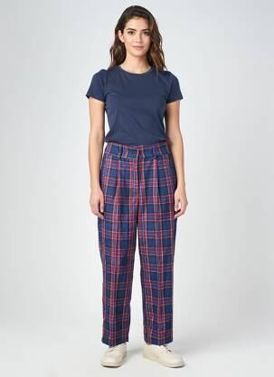 Pantalon droit taille élastique taille normale bleu ANGELA DAVIS femme