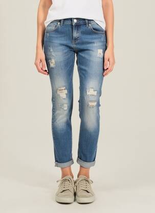 Jeans coupe slim effet usé délavé taille normale bleu ALMANEGRA femme