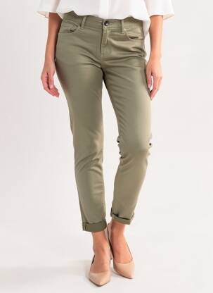 Pantalon slim stretch taille normale vert ALMANEGRA femme