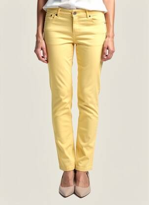 Pantalon slim stretch taille normale jaune ALMANEGRA femme