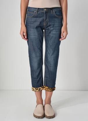 Pantalon 7/8 fermeture zippée sous rabat boutonné taille normale bleu ALMANEGRA femme
