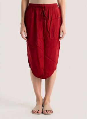 Jupe mi-longue taille normale rouge CHARLIE JOE femme