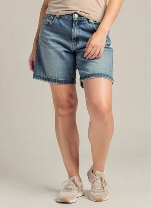 Short tissage denim taille normale bleu ALMANEGRA femme