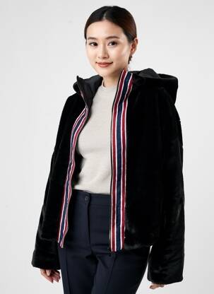 Manteau court capuche a capuche noir MARYLEY femme