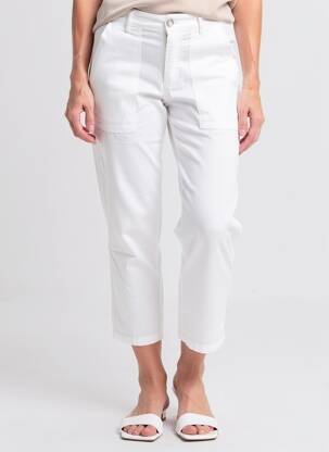 Pantalon 7/8 taille haute taille haute blanc ALMANEGRA femme