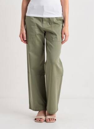 Pantalon droit stretch taille haute vert ALMANEGRA femme