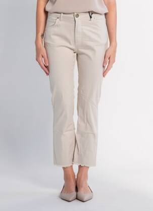Pantalon 7/8 stretch taille normale beige ALMANEGRA femme