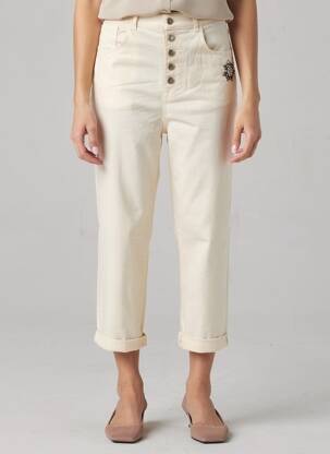 Pantalon 7/8 taille haute taille haute beige SOUVENIR femme