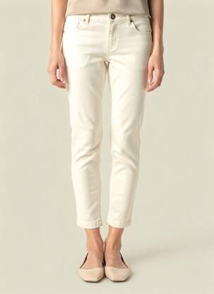 Pantalon slim taille élastique taille normale blanc ALMANEGRA femme