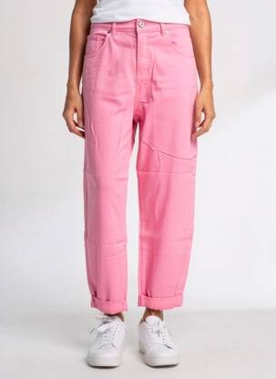 Jeans coupe large stretch taille haute rose ALMANEGRA femme