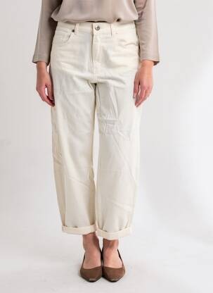 Jeans coupe large stretch taille haute blanc ALMANEGRA femme