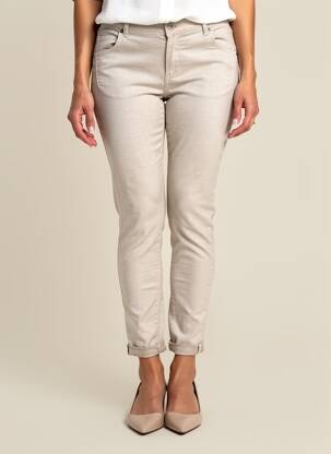 Pantalon slim taille élastique taille normale beige MARYLEY femme